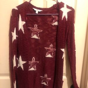 maroon star cardigan